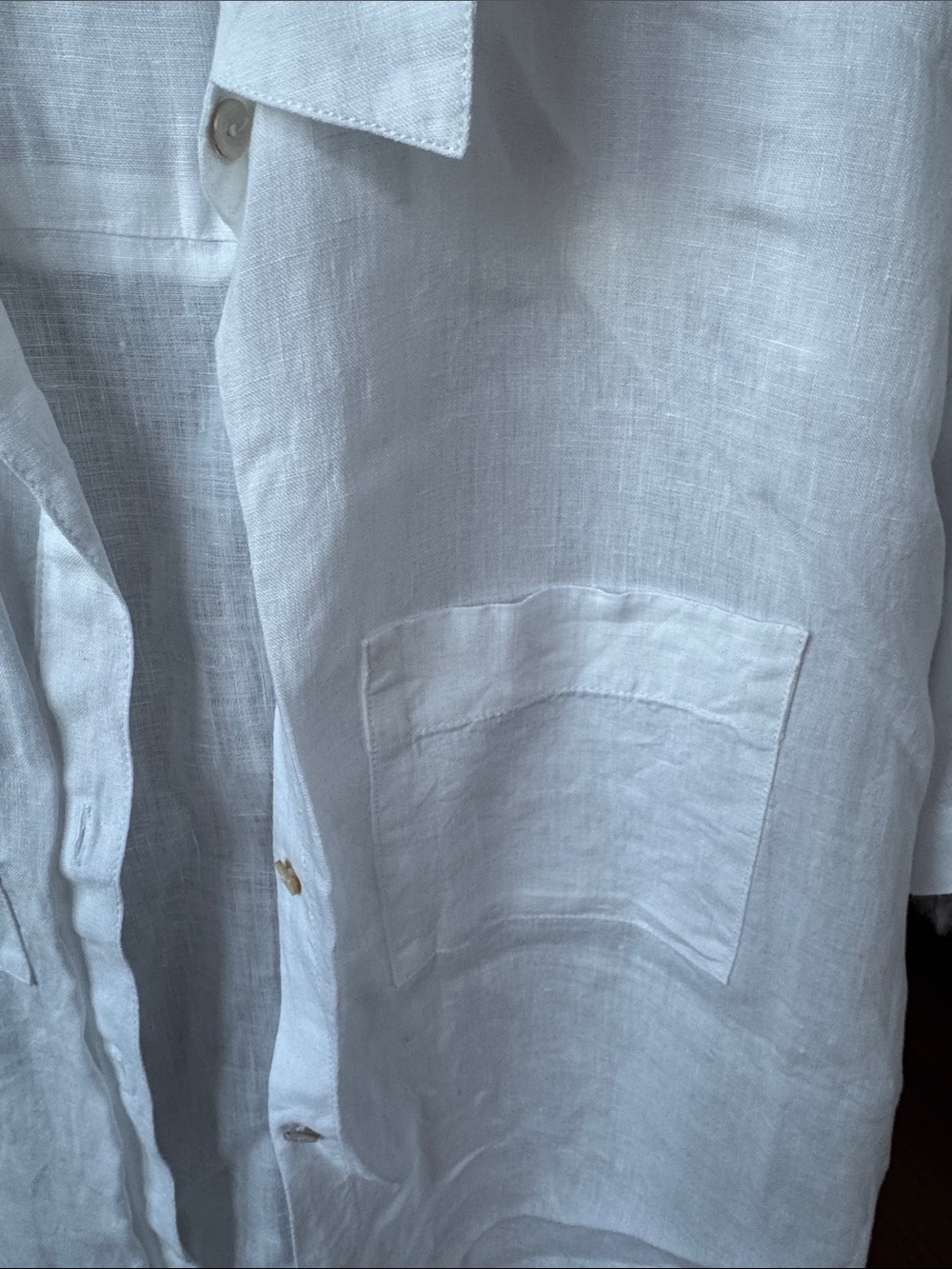 Eileen Fisher White Short-Sleeve Linen Button-Down Shirt - Picture 3 of 4